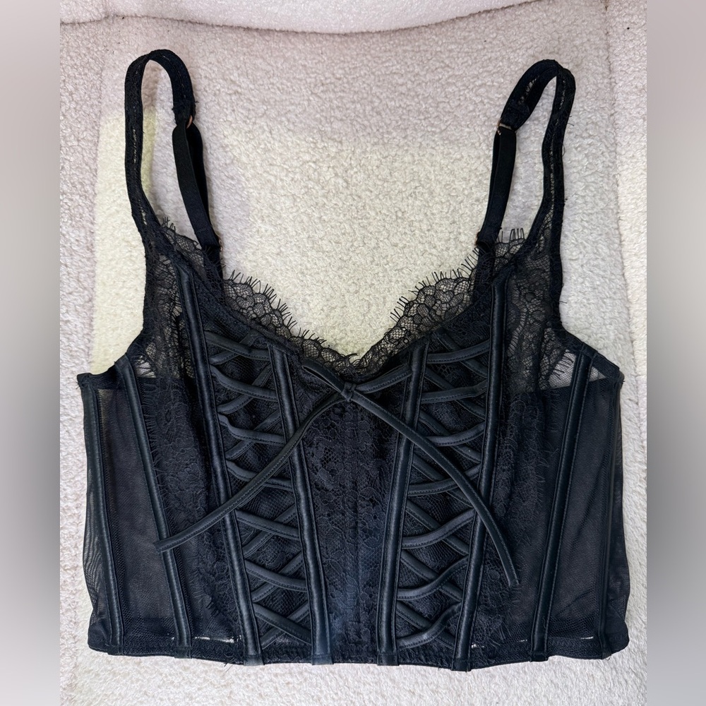 Victorias Secret Black Lace Corset Top